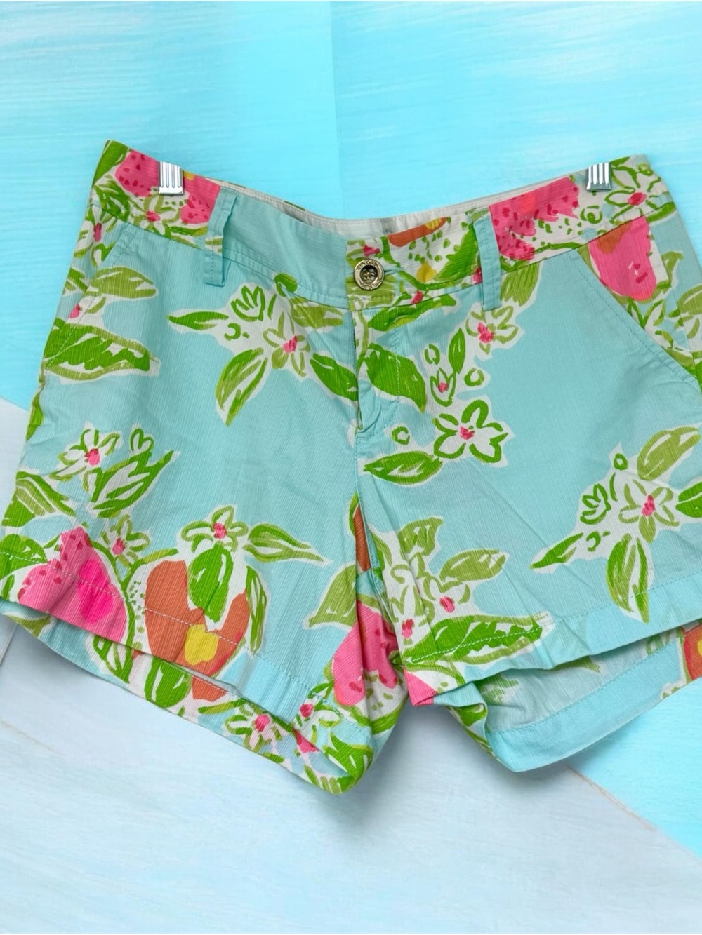 Lilly Pulitzer Callahan Floral Shorts with Pink & Green Accents